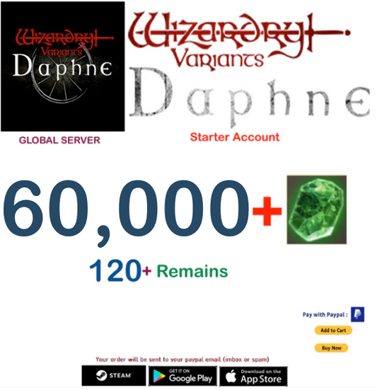 (Global Server)(INSTANT DELIVERY)  60000 Gems  Wizardry Variants Daphne  Starter Account