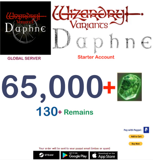 (Global Server)(INSTANT DELIVERY)  65.000 Gems  Wizardry Variants Daphne  Starter Account