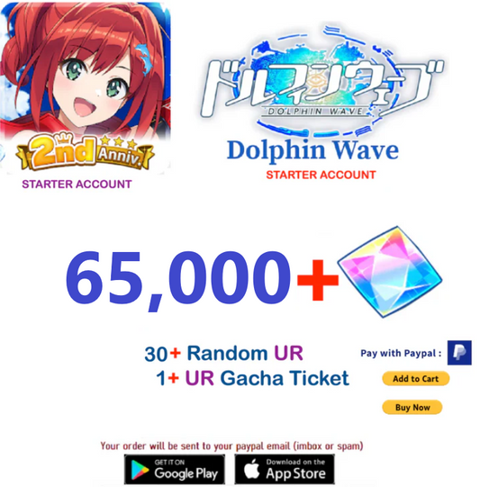 (Japan Server)  65.000+ Gems +30 UR  Dolphin Wave Reroll Starter Account