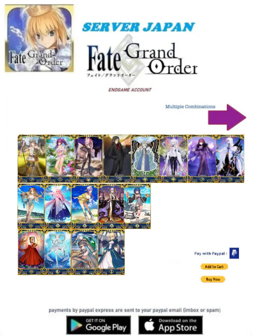 [JP Server] 3000-5000 + SQ Fate Grand Order FGO Quartz Endgame  Account