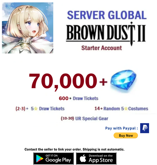 [Global Server/Unlinked] 70,000 Gems  Brown Dust 2 Starter Reroll Account