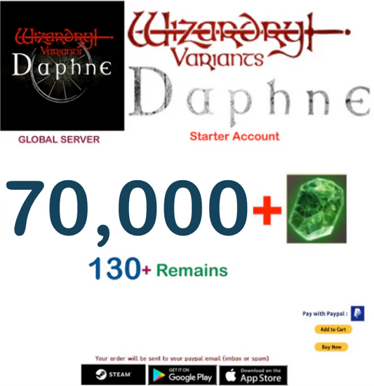 (Global Server)(INSTANT DELIVERY)  70.000 Gems  Wizardry Variants Daphne  Starter Account