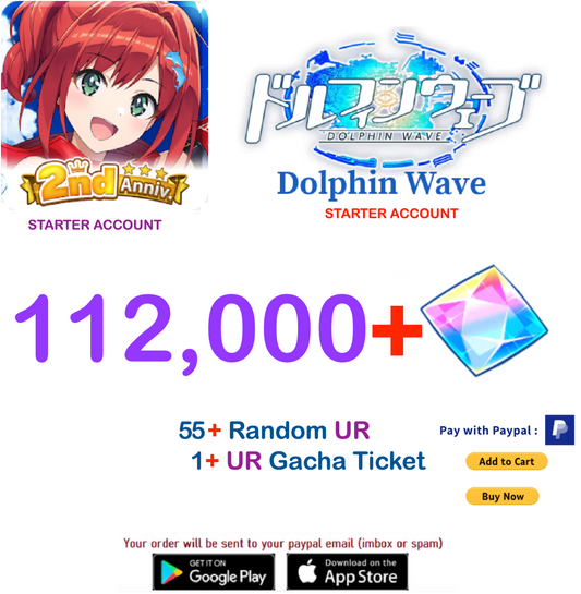 (Japan Server)  112.000+ Gems +55 UR  Dolphin Wave Reroll Starter Account