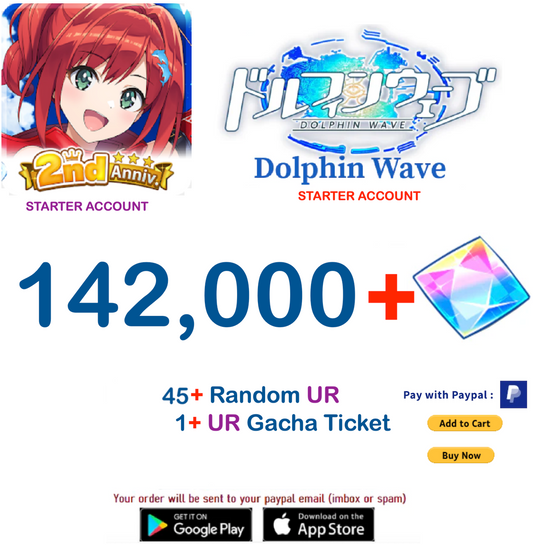 (Japan Server)  142.000+ Gems +45 UR  Dolphin Wave Reroll Starter Account