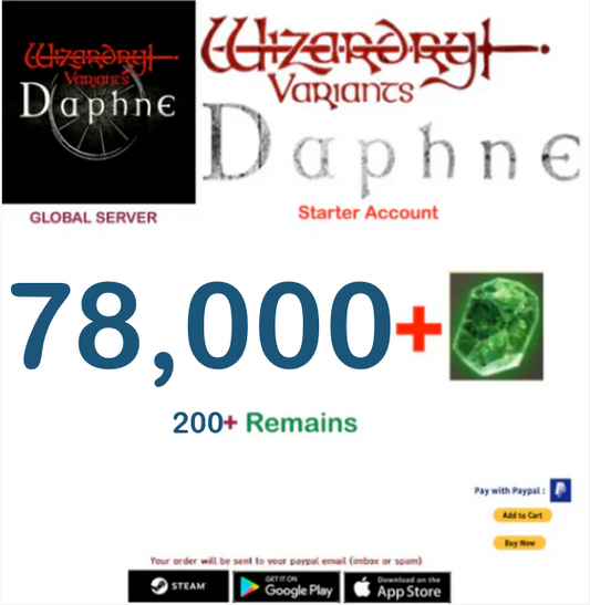 (Global Server)(INSTANT DELIVERY)  78.000 Gems  Wizardry Variants Daphne  Starter Account