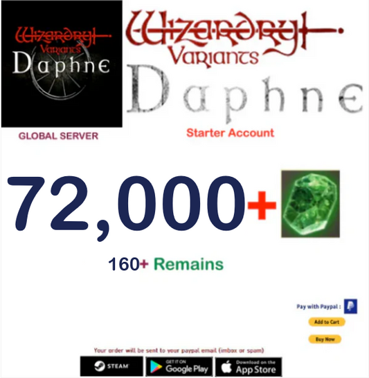 (Global Server)(INSTANT DELIVERY)  72.000 Gems  Wizardry Variants Daphne  Starter Account