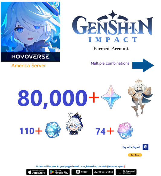 [America/NA]  Primogems Fates Genshin Impact Reroll Farmed Account