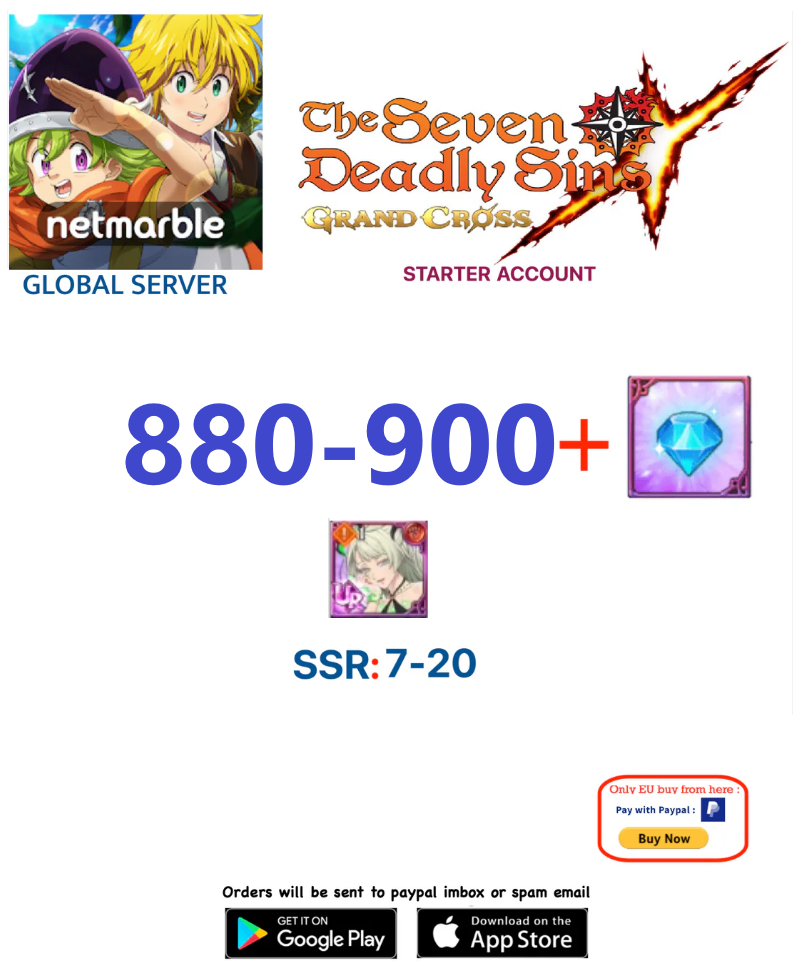 [Global Server] GEMS + SSR + UR  7DS Grand Cross Starter Account