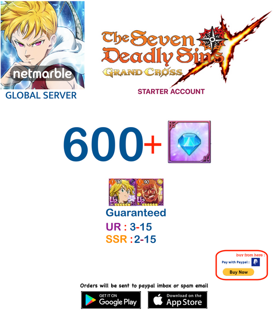 [GLOBAL-ASIA SERVER] FAST DELIVERY Fresh Starter Account with 600+ GEMS   Deadly Sins 7DS Grand Cross Account