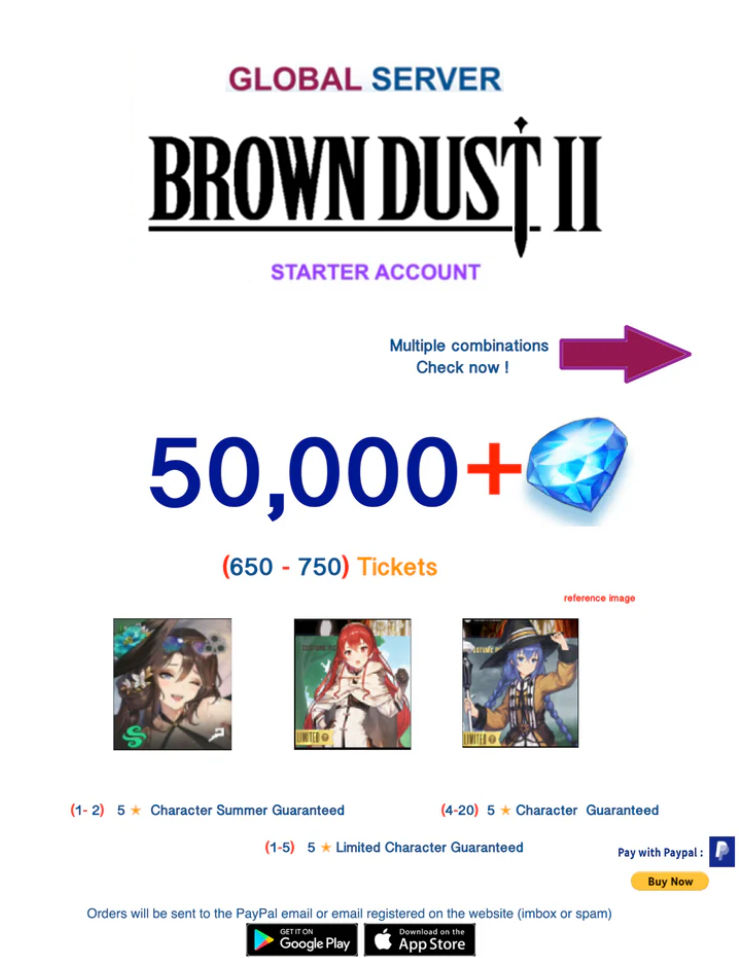 [GLOBAL SERVER/INSTANT DELIVERY] 65,000 Gems  ( Choose your DLC ) BDust 2 Starter Reroll Account