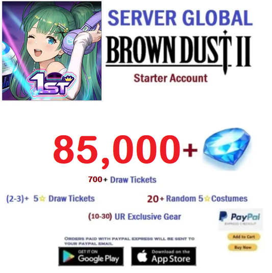 [Global Server/Unlinked] 85,000 Gems  Brown Dust 2 Starter Reroll Account