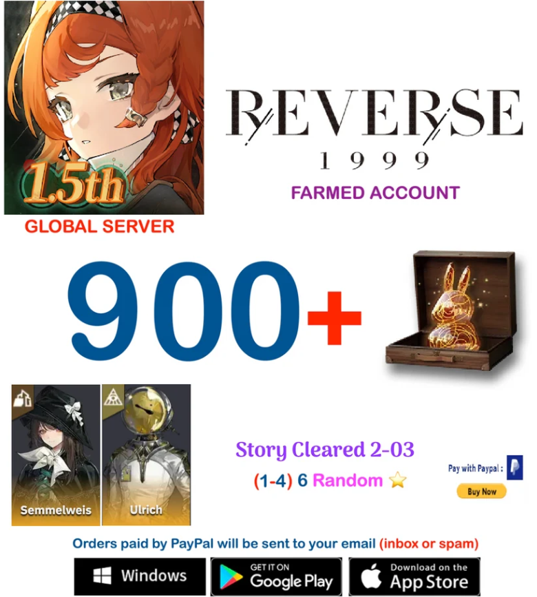 [GLOBAL SERVER][INSTANT DELIVERY]  900 Unilog + (2-4)-6* Reverse: 1999  Farmed Account