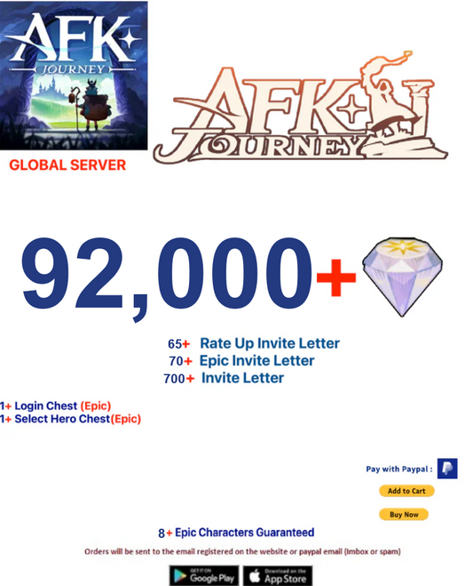⭐[Global Server ]⭐  92000+ Diamonds   AFK Journey Starter Account