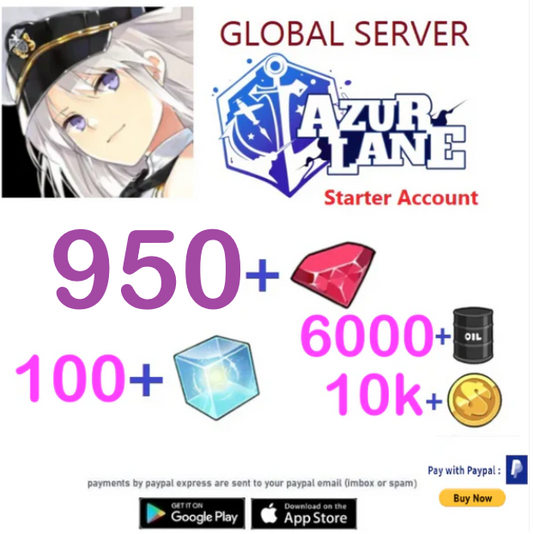 (Global Server) 950+Gems  -  Azur Lane Starter Reroll Account