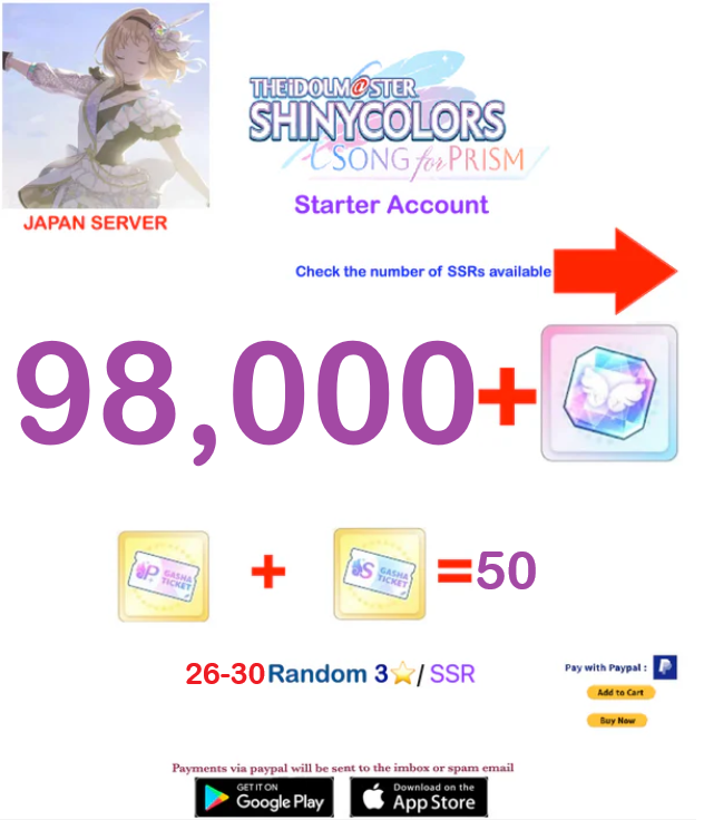 (Japan Server)  ?? + Prism Jewels  Idolmaster Idolmaster Shiny Colors Song for Prism Reroll Starter Account