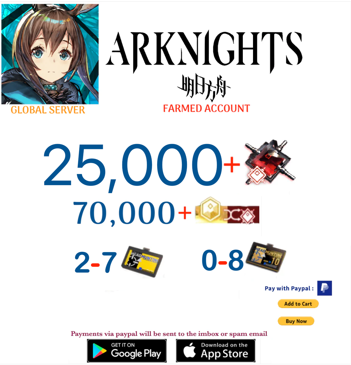 [Global Server] 25,000 +Orundum   Arknights Farmed Account