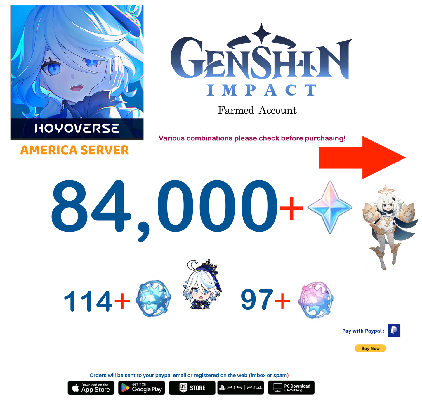 ⭐[AMERICA SERVER][INSTANT SERVER]⭐ 84,000 Genshin Impact Farmed Account