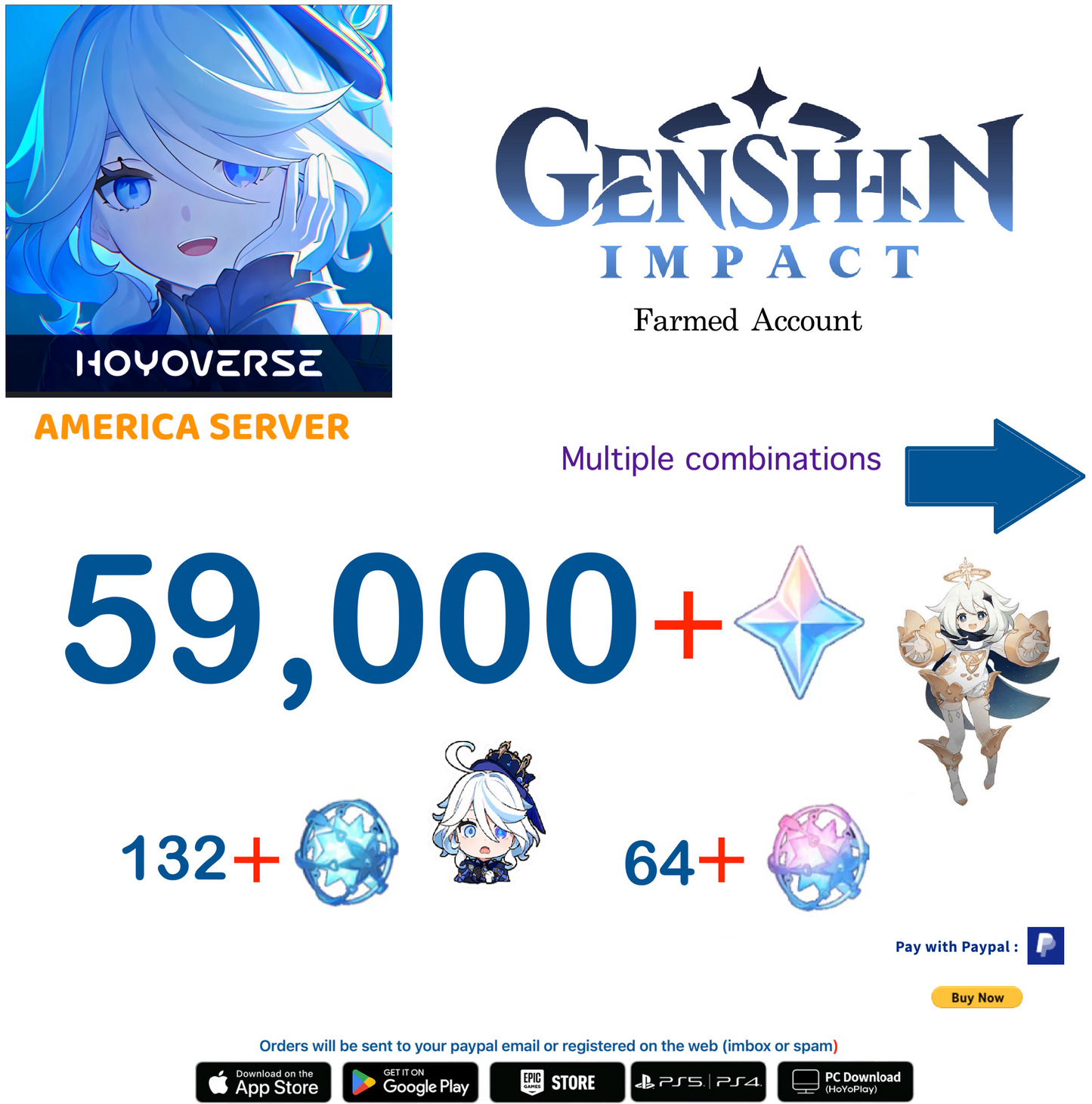 [America/NA]  Primogems Fates Genshin Impact Reroll Farmed Account