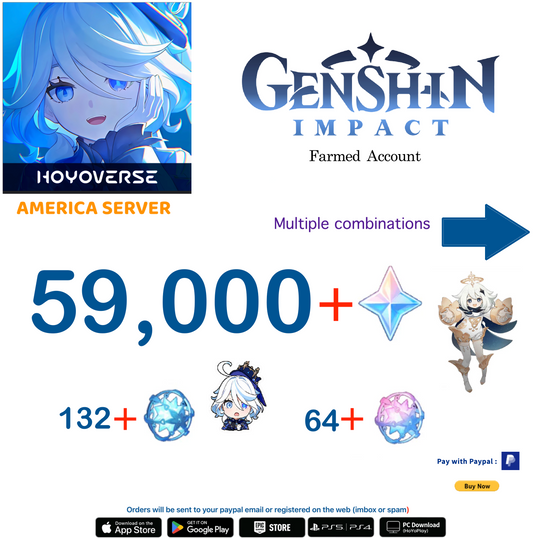 [America/NA]  Primogems Fates Genshin Impact Reroll Farmed Account