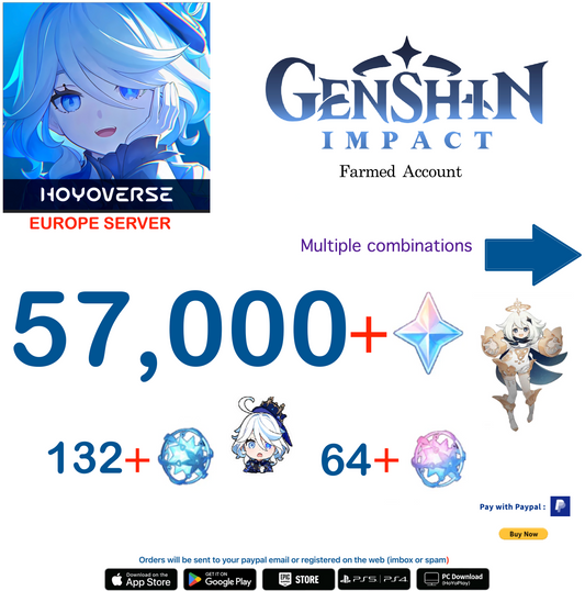 ⭐[EUROPE/EU]⭐ Primogems Fates Genshin Impact Reroll Farmed Account