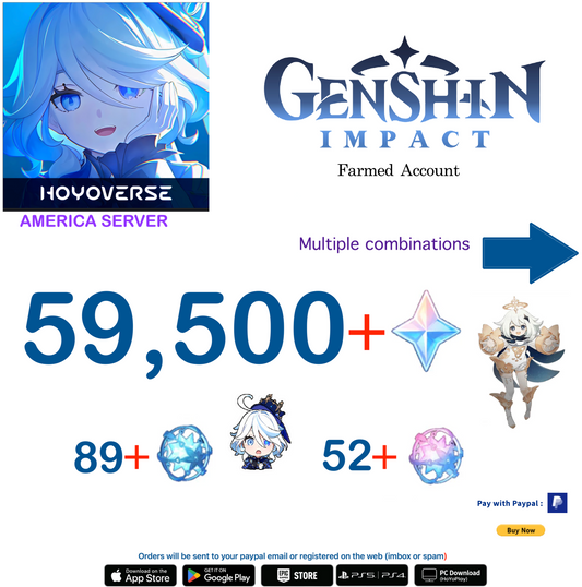 [America/NA]  Primogems Fates Genshin Impact Reroll Farmed Account
