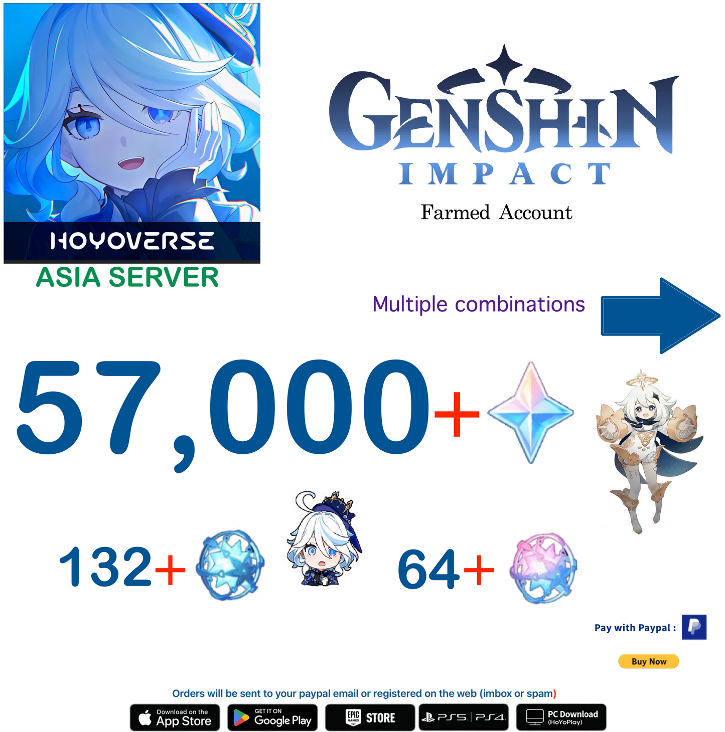 ⭐[ASIA SERVER ]⭐ Primogems Genshin Impact Farmed Account