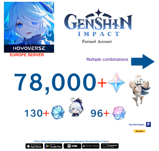 ⭐[EUROPE SERVER][INSTANT SERVER]⭐ 78,000 Genshin Impact Farmed Account