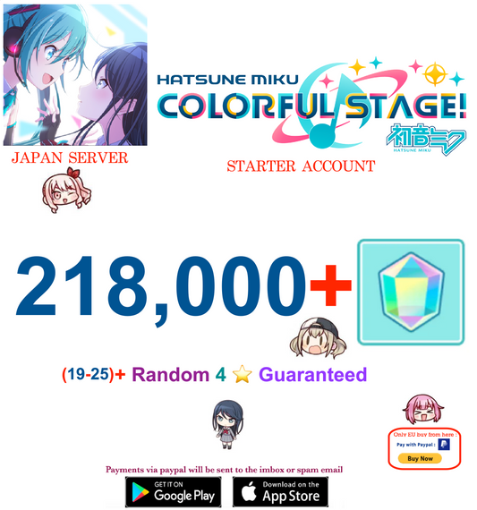 [JAPAN SERVER][INSTANT DELIVERY] 218,000+ Gems, 19+ 4⭐ Project Sekai Colorful Stage ft. Hatsune Miku PJSekai Reroll Account