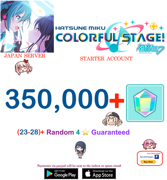 [JAPAN SERVER][Instant Delivery]350,000+ Gems, 23+ 4⭐ Project Sekai Colorful Stage ft. Hatsune Miku PJSekai Reroll Account
