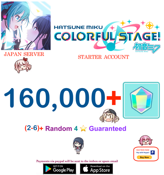 ⭐[JAPAN SERVER] (BUY 2 - GET 3 ) 2-6 (4-Star Cards) ⭐ 160,000+ Gems Project Sekai Colorful Stage ft. Hatsune Miku PJSekai Reroll Starter Account