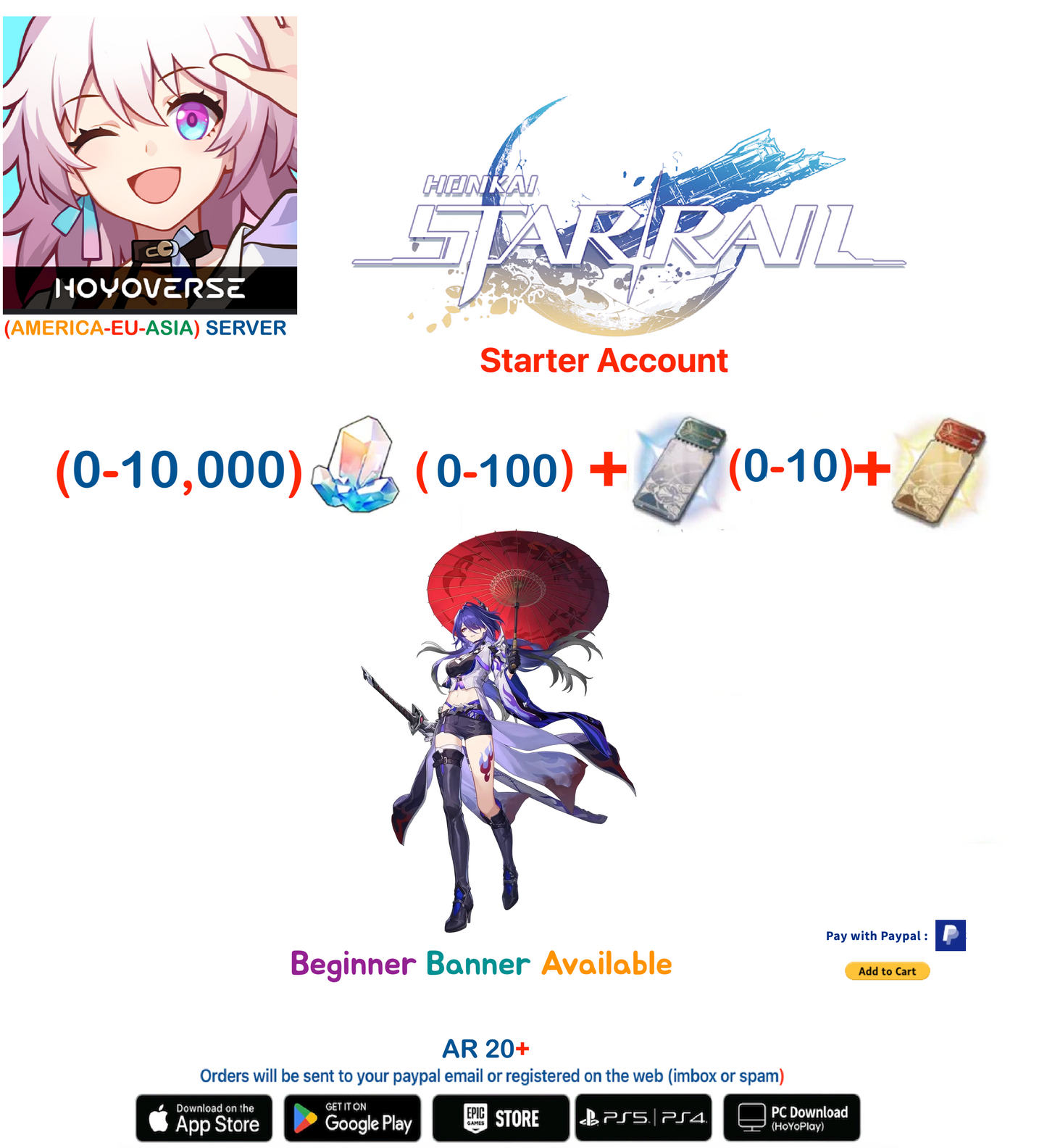 [America Server] Acheron +  Honkai Star Rail Starter  Account