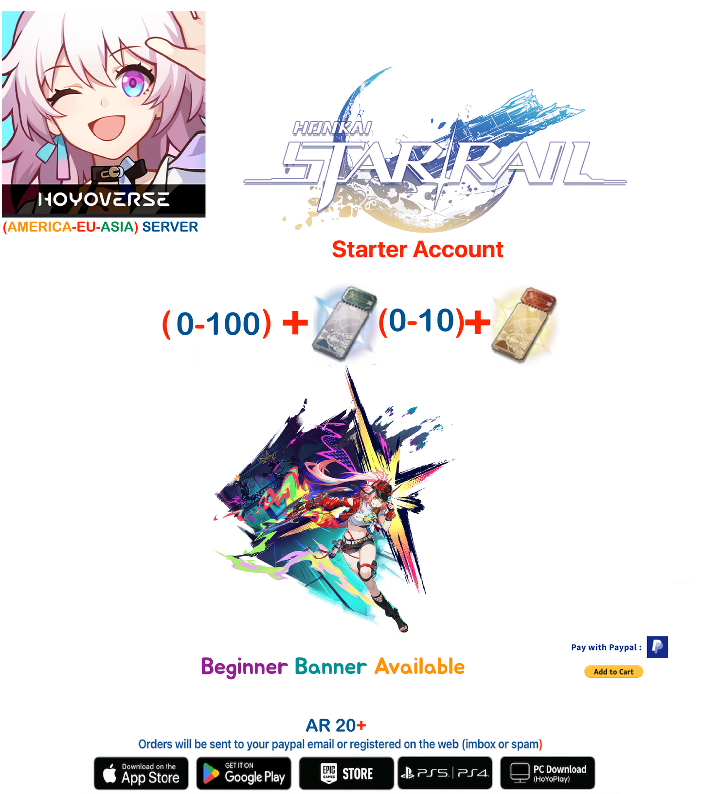 [All Server] Rappa  Honkai Star Rail Starter Account