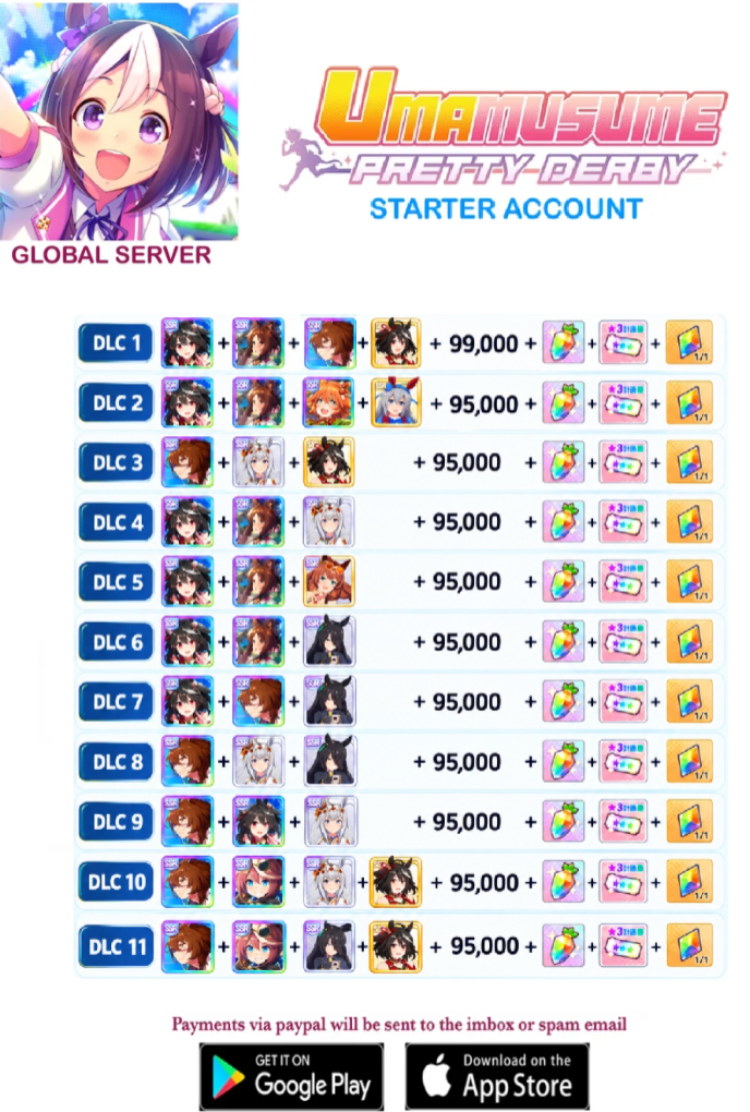 [GLOBAL SERVER]  ??  + Gems + x ??  Uma  Musume Pretty Derby Starter Reroll Account