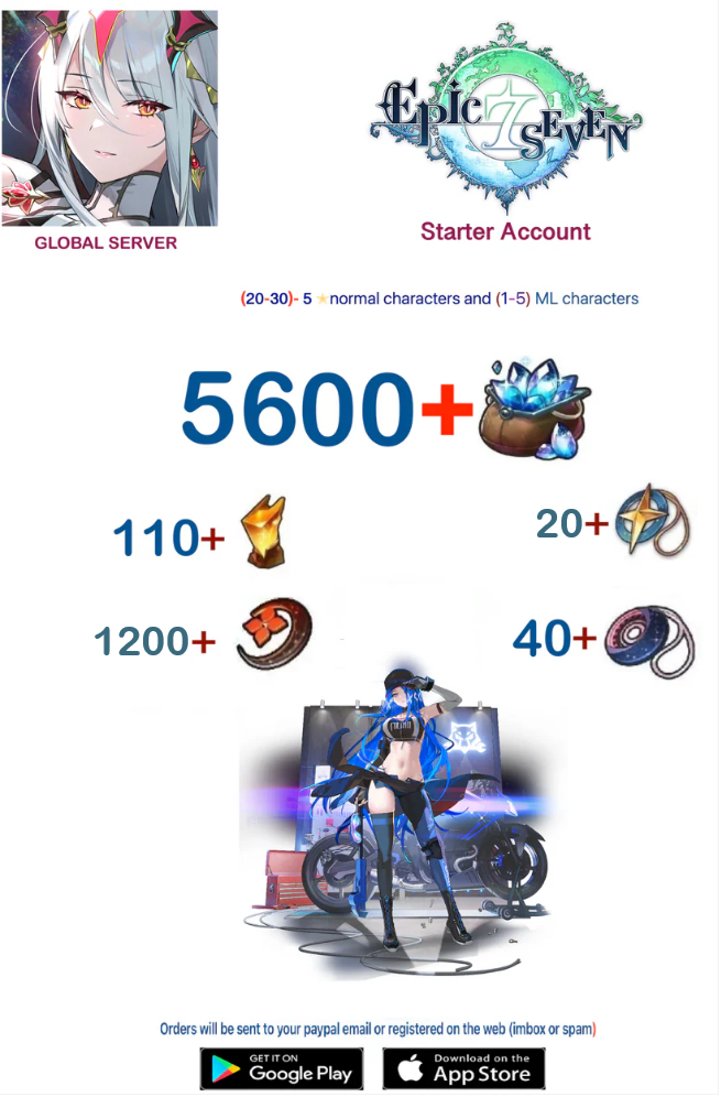 ⭐[Global Server ] ⭐ 5600  Skystone -    EPIC SEVEN Fresh Starter Account
