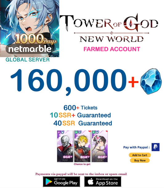 ⭐GLOBAL⭐INSTANT DELIVERY⭐ 170,000+ Gems  - Tower of God New World Farmed  Account