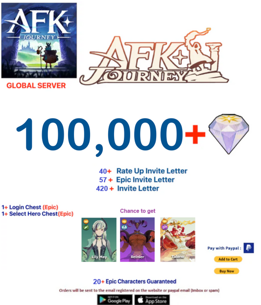 ⭐[Global Server ]⭐  100,000+ Diamonds   AFK Journey Farmed Account