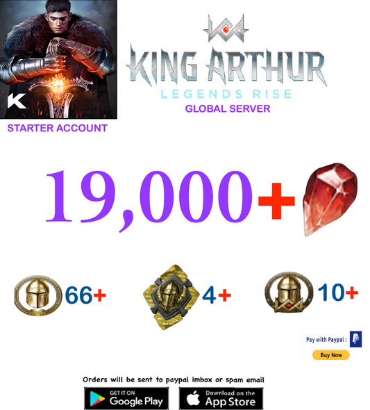 (Global Server)  19.000 Gems  King Arthur Legends Rise Starter Account