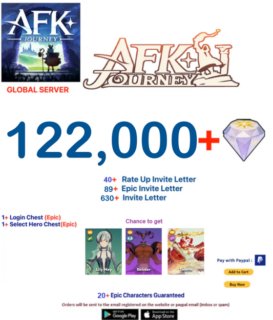 ⭐[Global Server ]⭐  122,000+ Diamonds   AFK Journey Farmed Account