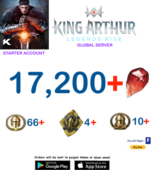 (Global Server)  17.000 Gems  King Arthur Legends Rise Starter Account