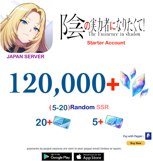 (Japan Server)  120,000 Gems The eminence in Shadow Starter Account