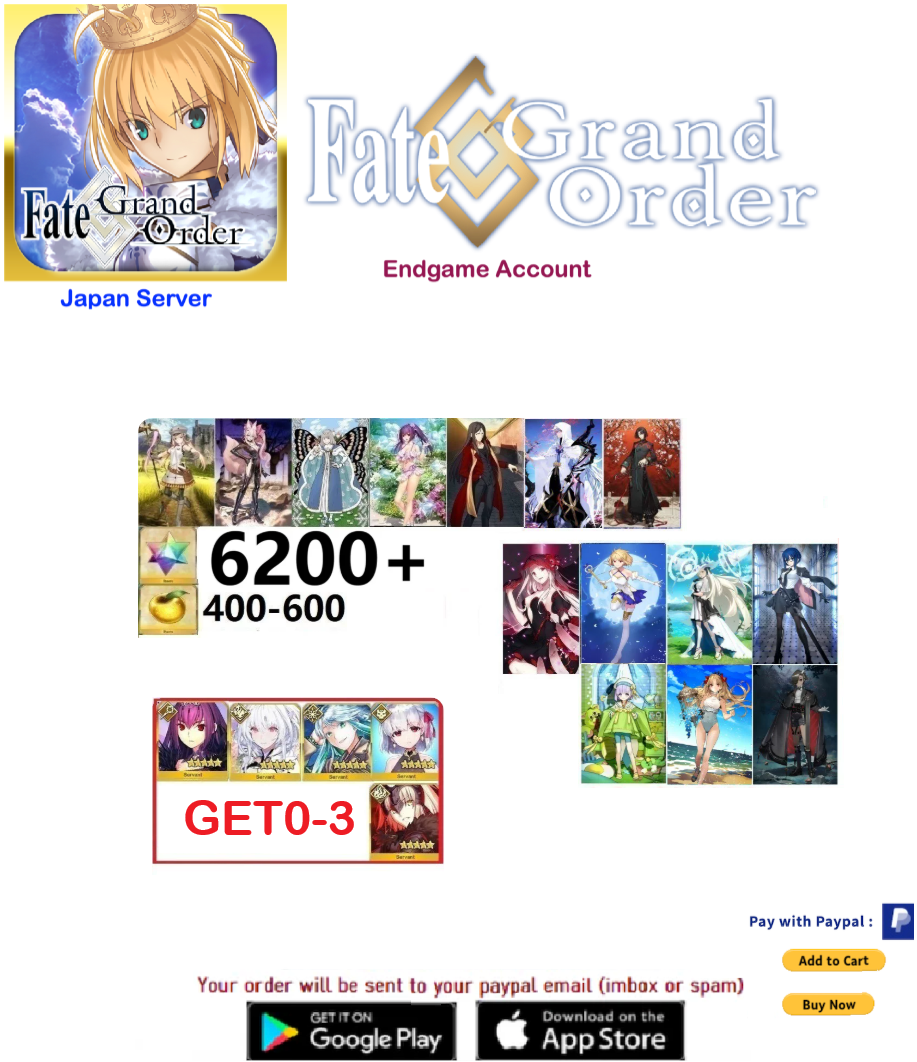 [JAPAN SERVER]  Custom v5 Fate Grand Order FGO Endgame  Account