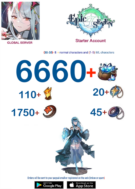 [Global Server ] ⭐ 6.660  Skystone - Sea Phantom Politis⭐  EPIC SEVEN Fresh Starter Account