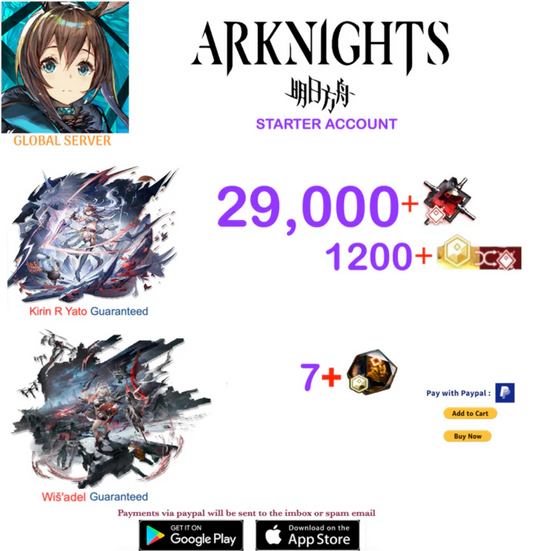 [Global Server] 29,000 +Wiš'adel + Kirin R Yato  Arknights Starter Account