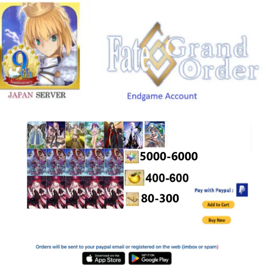 [JAPAN SERVER]  BG FULL GET Fate Grand Order FGO Endgame Reroll  Account