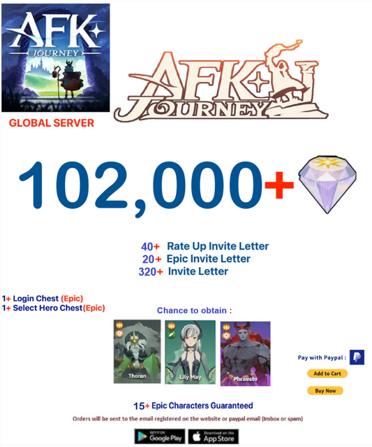 ⭐[Global Server ]⭐  102,000+ Diamonds   AFK Journey Semi Starter Account