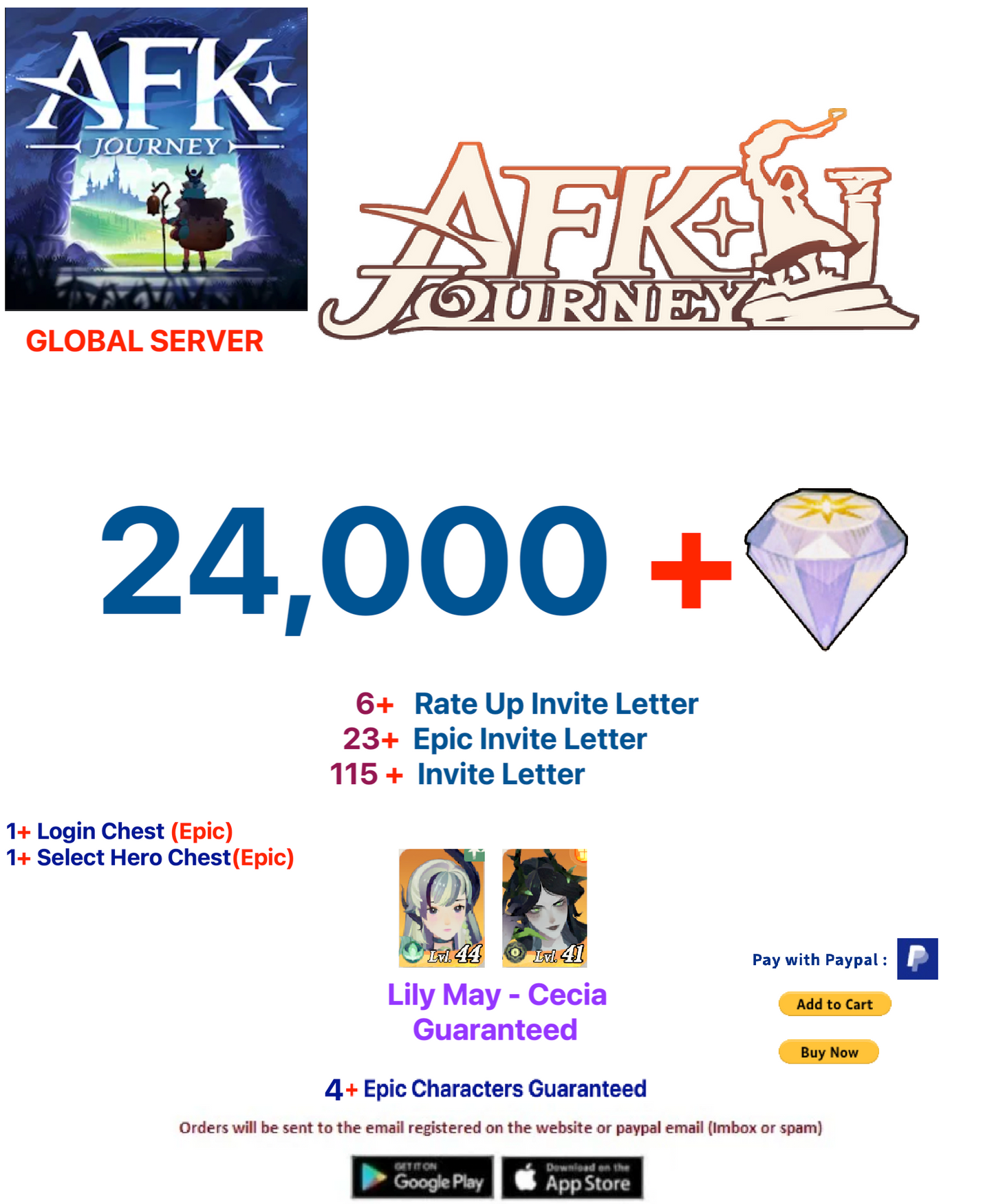 ⭐[Global Server ]⭐  24000+ Diamonds   AFK Journey Starter Account (G-128)