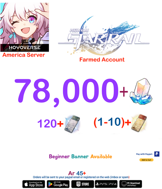 [America  Server] 78,000+ Jades   Honkai Star Rail Farmed Account