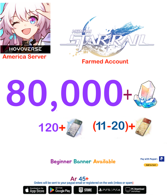 [America  Server] 80,000+ Jades   Honkai Star Rail Farmed Account