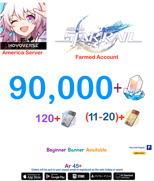 [America  Server] 90,000+ Jades   Honkai Star Rail Farmed Account