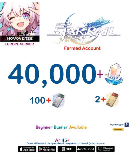 [Europe  Server] 40,000+ Jades   Honkai Star Rail Farmed Account